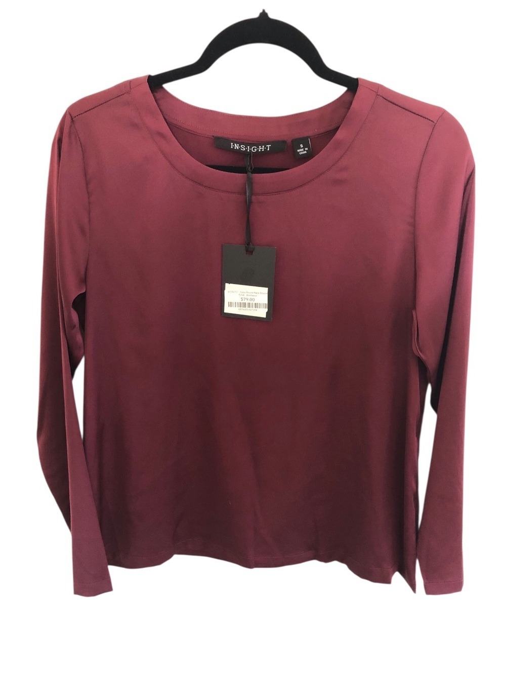 Insight NWT Satin Feel Round Neck Top Basic Minimalist Evening Wear Versatile